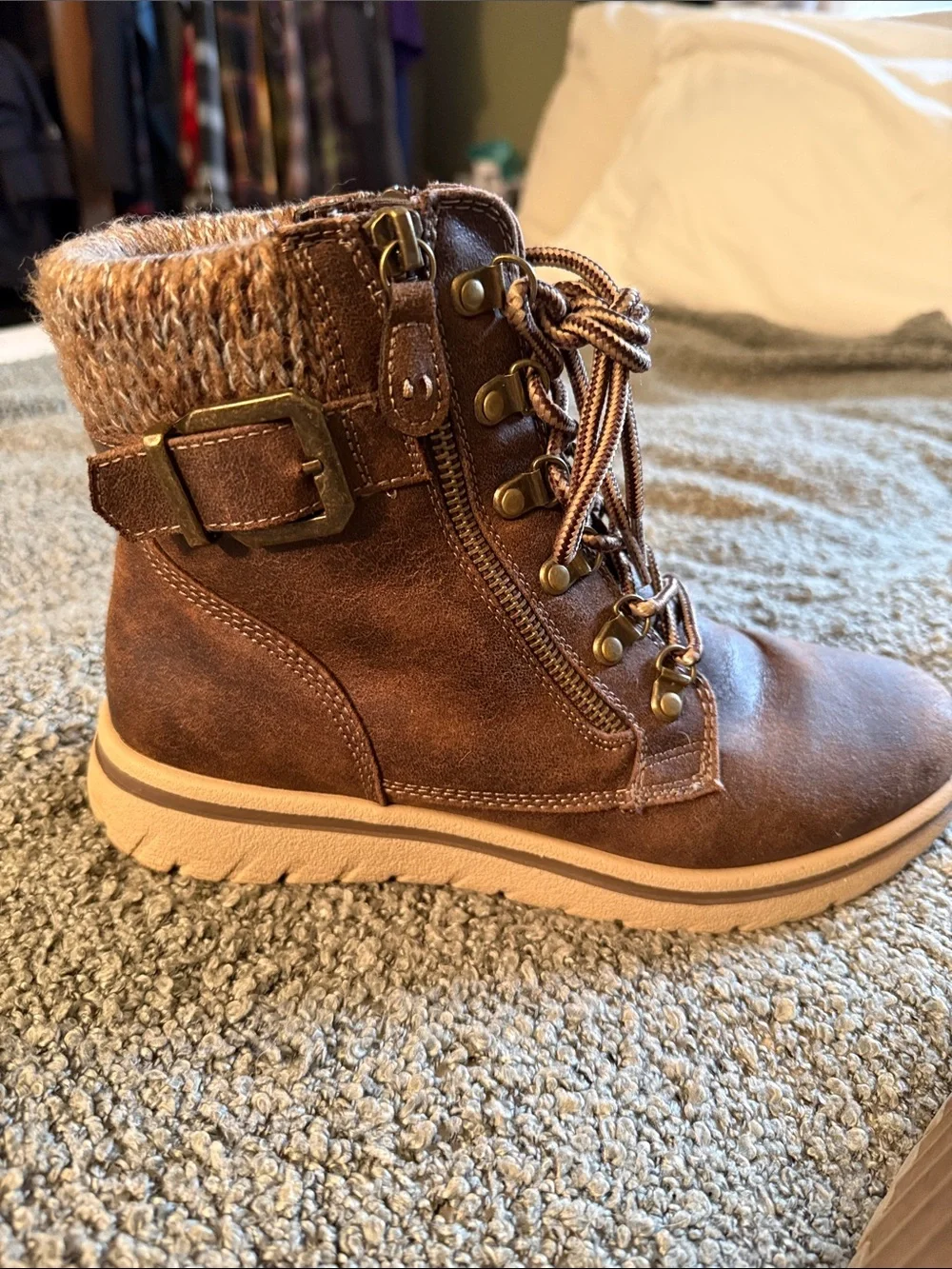Cliffs by WHITE MOUNTAIN Brown Lace-Up Suede Ankle Boots